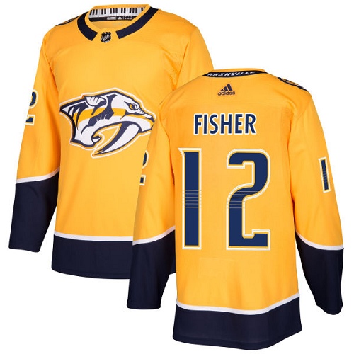 Adidas Predators #12 Mike Fisher Yellow Home Authentic Stitched NHL Jersey